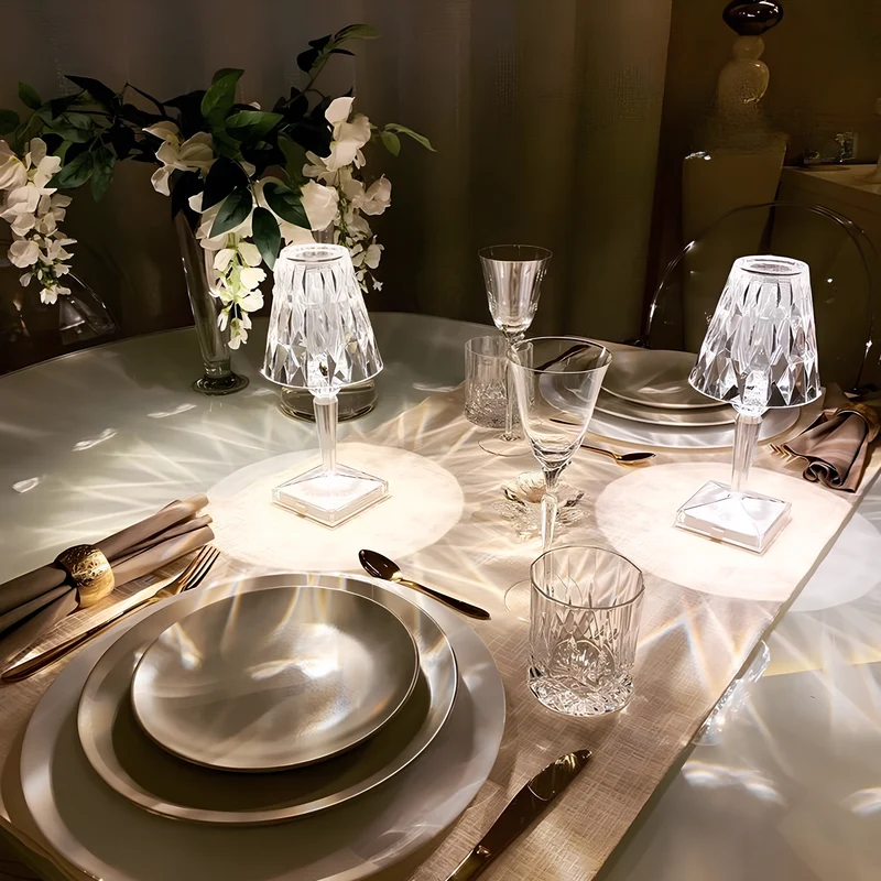 Crystal style table lamp with touch control elegant light