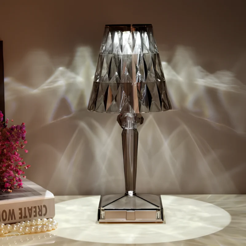 Crystal style table lamp with touch control elegant light