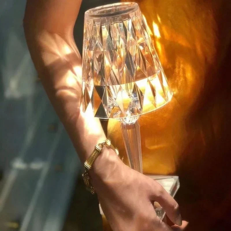 Crystal style table lamp with touch control elegant light