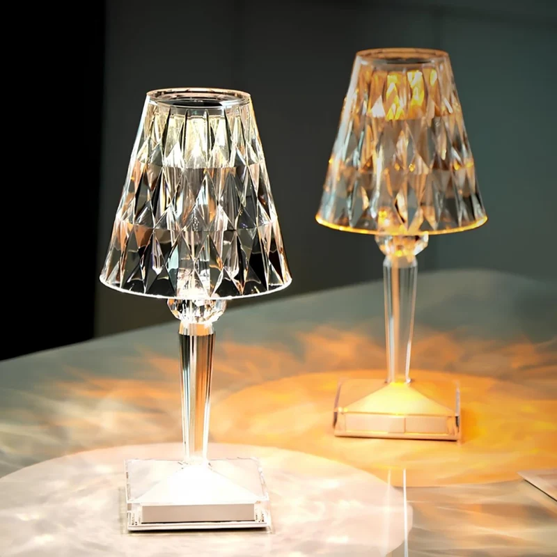 Crystal style table lamp with touch control elegant light