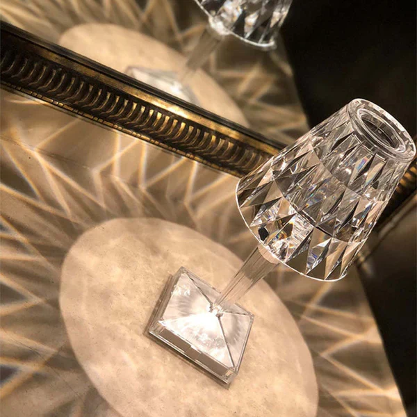 Crystal style table lamp with touch control elegant light