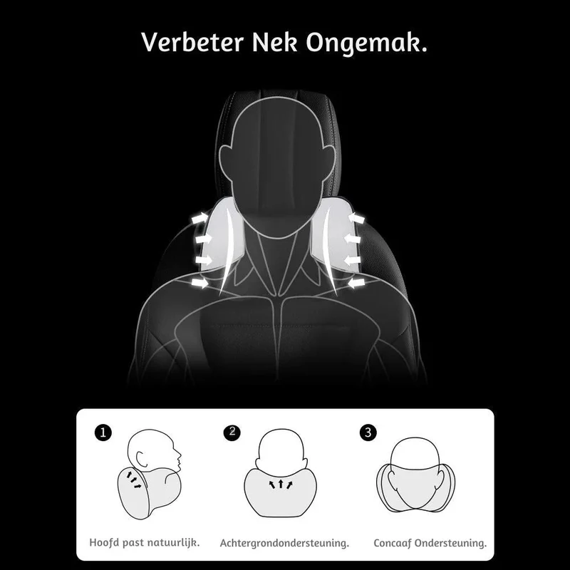 2-Pack Autonekkussen – Ergonomisch Memory Foam Nekkussen voor Autostoel