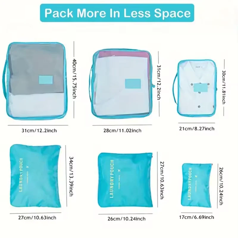 Reis Organizer Set – 6-Delige Opbergkubussen met Ademend Mesh & Ruimtebesparend Ontwerp