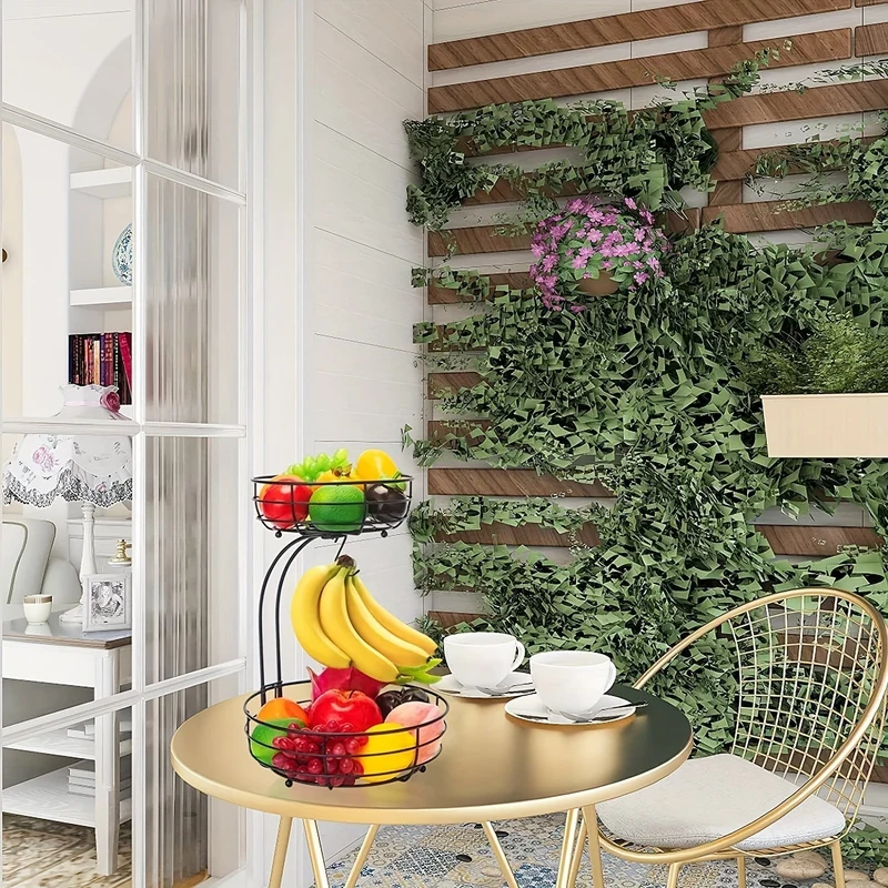 2-Laags Fruitmand met Bananenhouder – Metalen Keuken Organizer met Ovale Vorm