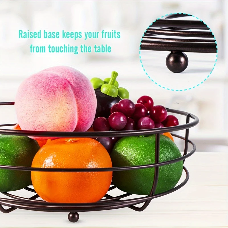 2-Laags Fruitmand met Bananenhouder – Metalen Keuken Organizer met Ovale Vorm