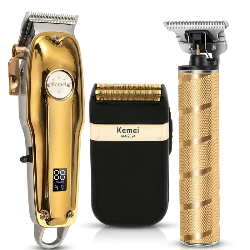 3-in-1 Haartrimmer Set – Draadloze Trimmer, T-Blade Outliner & Foil Scheerapparaat