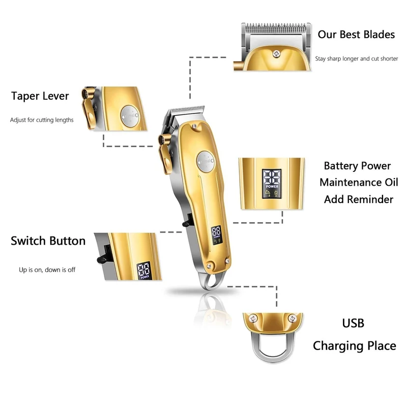 3-in-1 Haartrimmer Set – Draadloze Trimmer, T-Blade Outliner & Foil Scheerapparaat