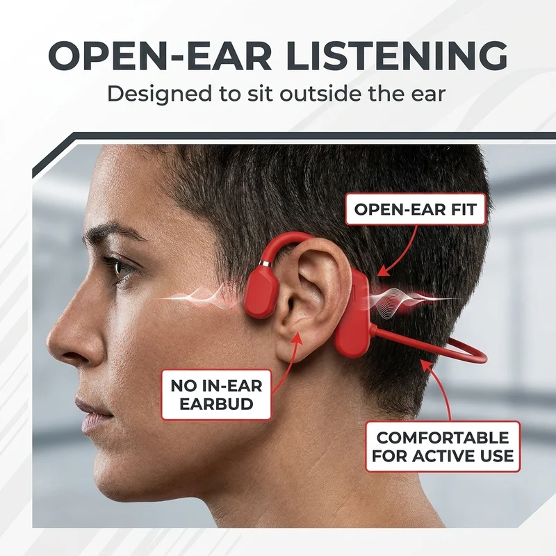 Bone Conduction Sportkoptelefoon – Draadloos, Lichtgewicht & IP67 Waterbestendig