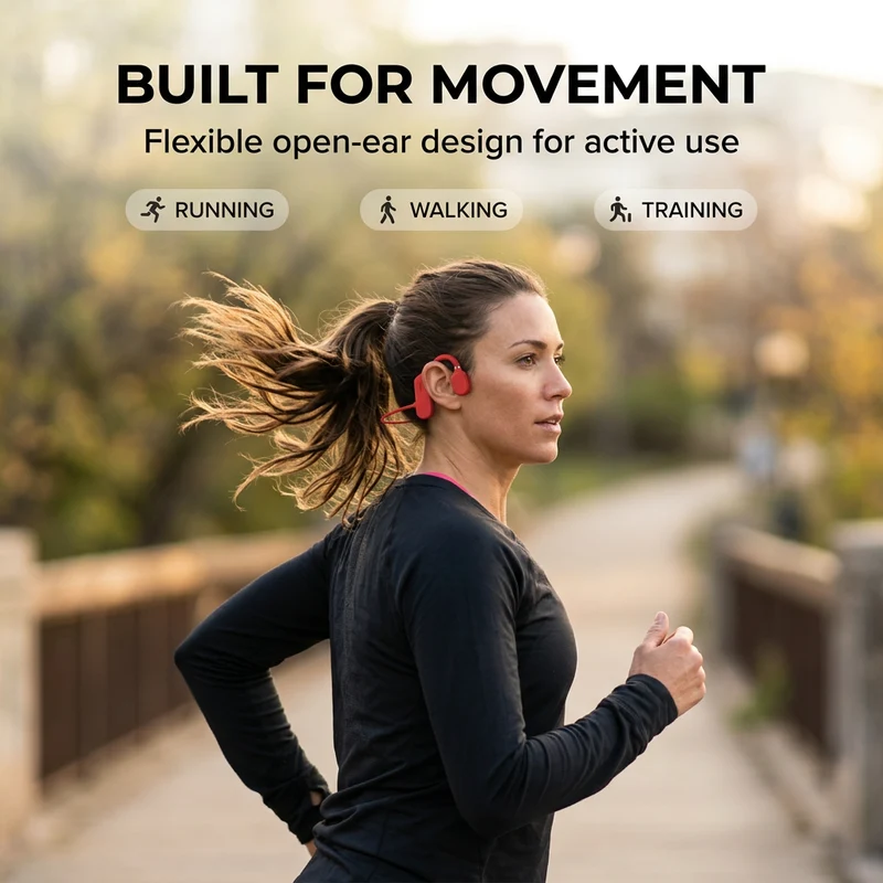 Bone Conduction Sportkoptelefoon – Draadloos, Lichtgewicht & IP67 Waterbestendig