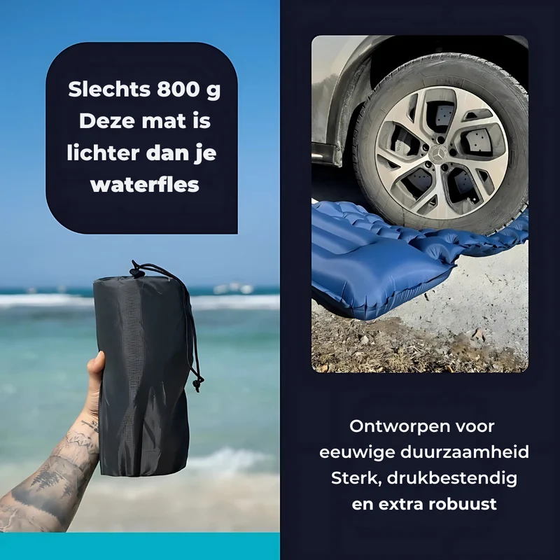 Zelfopblazend Slaapmatje – Lichtgewicht Kampeermat met Ingebouwde Pomp en Compact Design
