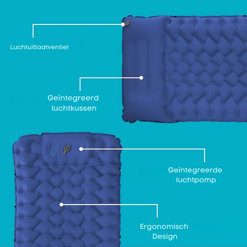 Zelfopblazend Slaapmatje – Lichtgewicht Kampeermat met Ingebouwde Pomp en Compact Design