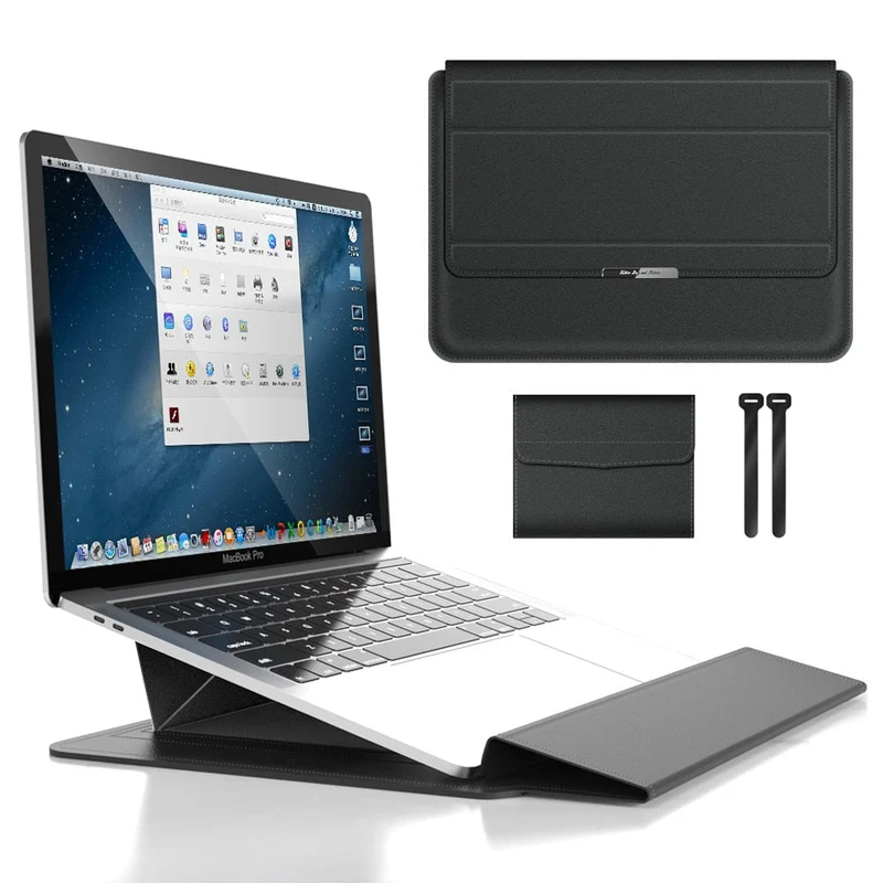 Opvouwbare Laptopstandaard met Sleeve – 2-in-1 Laptophouder voor Comfortabel Werken