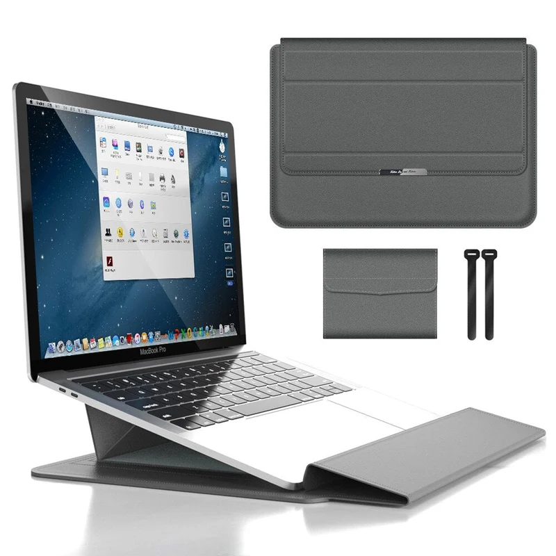 Opvouwbare Laptopstandaard met Sleeve – 2-in-1 Laptophouder voor Comfortabel Werken