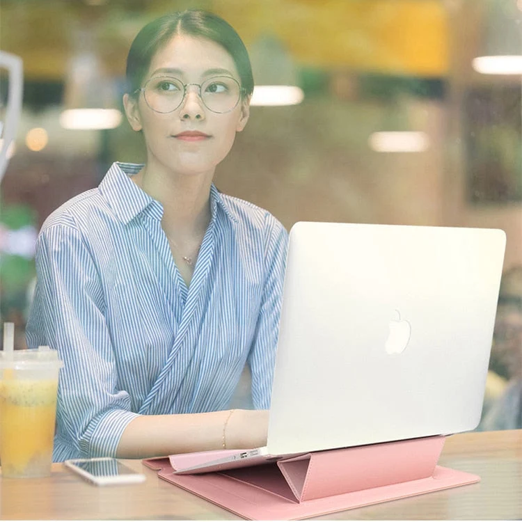 Opvouwbare Laptopstandaard met Sleeve – 2-in-1 Laptophouder voor Comfortabel Werken
