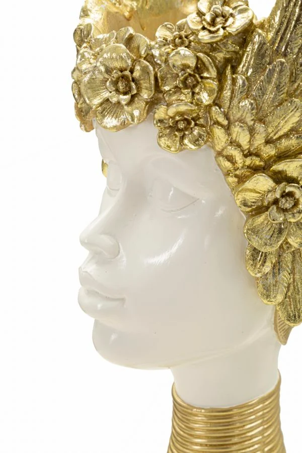 Scultura Athena 17,5x17x38 cm in Resina Bianco e Oro
