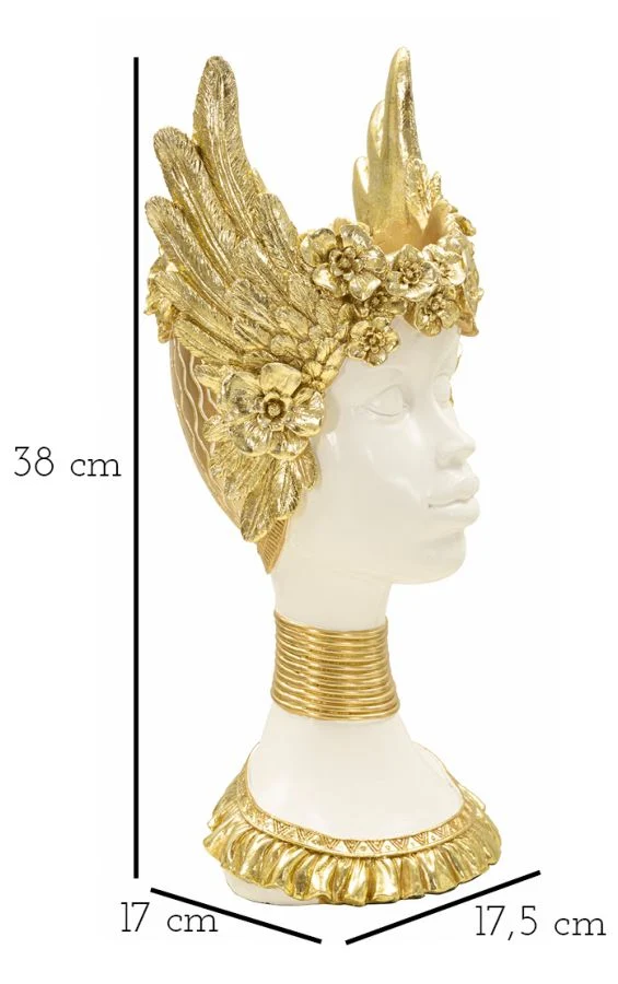 Scultura Athena 17,5x17x38 cm in Resina Bianco e Oro