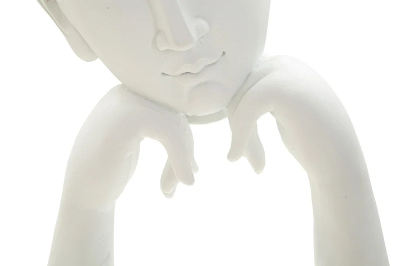 Decorazione Testa Buddha 21,5x13x36 cm in Resina Oro Bianco