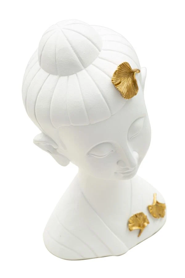 Decorazione Testa Buddha 21,5x16x35 cm in Resina Oro Bianco