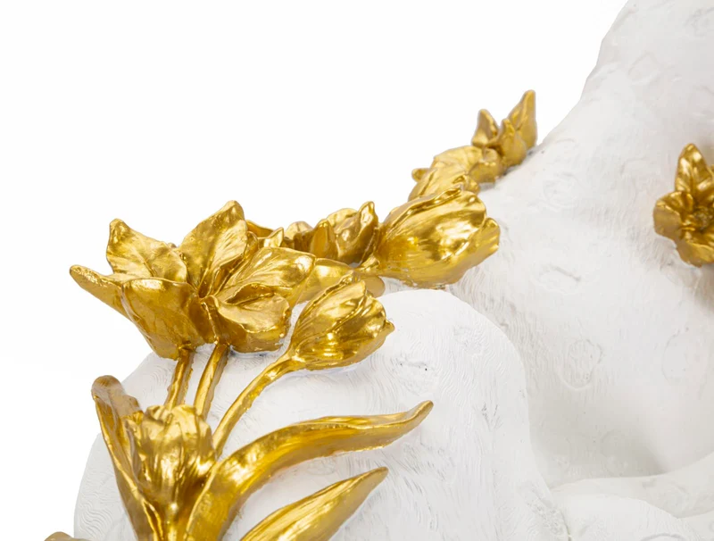 Decorazione Leopardo 53x21,5x24 in Resina Bianco e Oro
