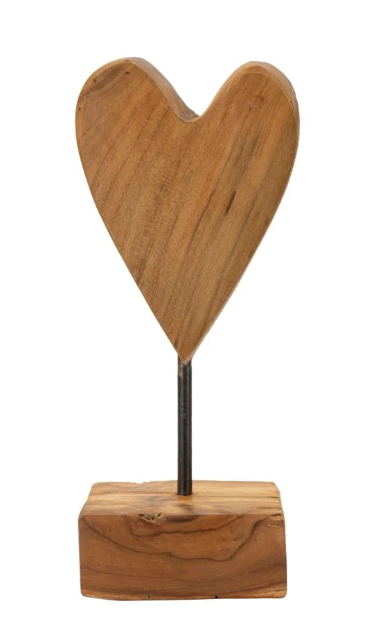 Scultura Cuore 10x10x25 cm in Teak Riciclato