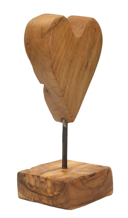 Scultura Cuore 10x10x25 cm in Teak Riciclato