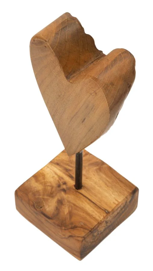 Scultura Cuore 10x10x25 cm in Teak Riciclato