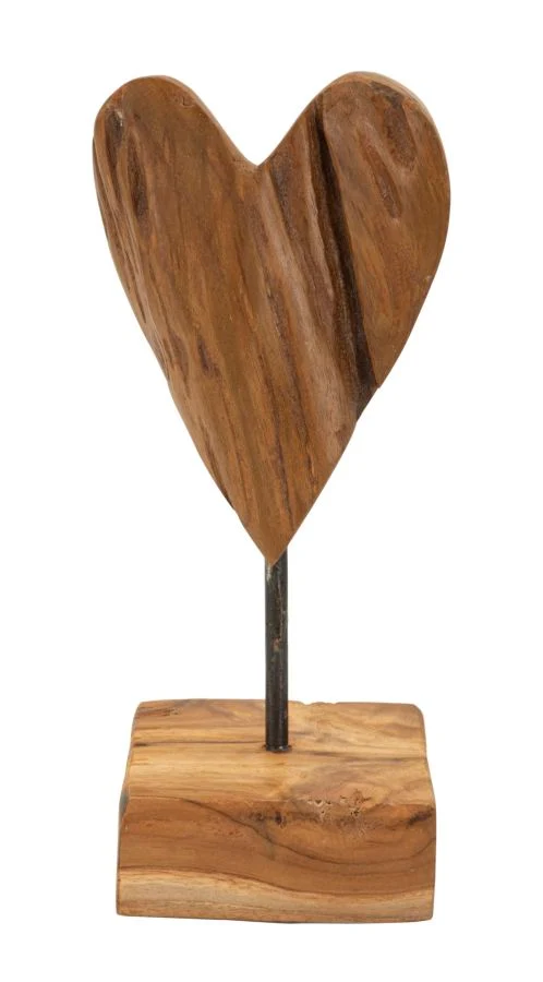 Scultura Cuore 10x10x25 cm in Teak Riciclato