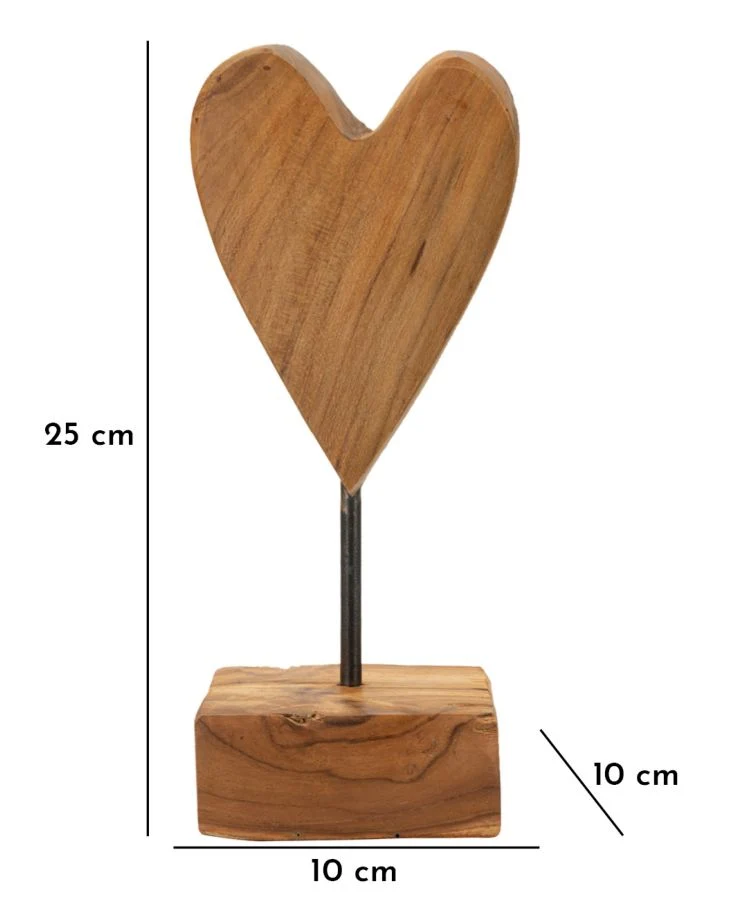 Scultura Cuore 10x10x25 cm in Teak Riciclato