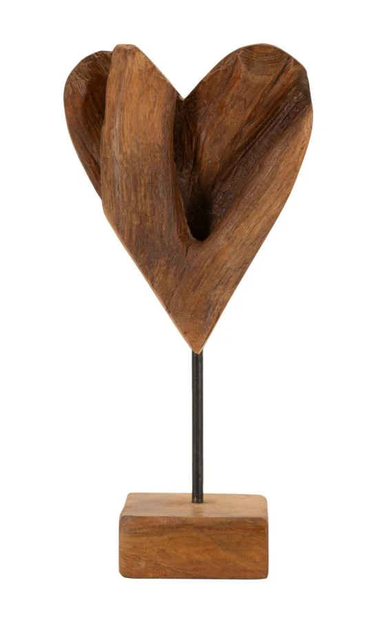 Scultura Cuore 15x10x35 cm in Teak Riciclato