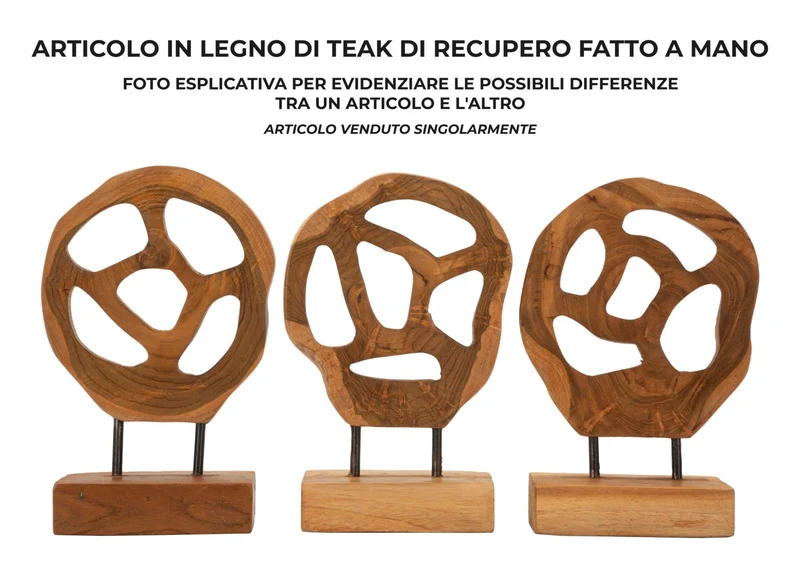 Scultura Lubang 18x10x27 cm in Teak Riciclato