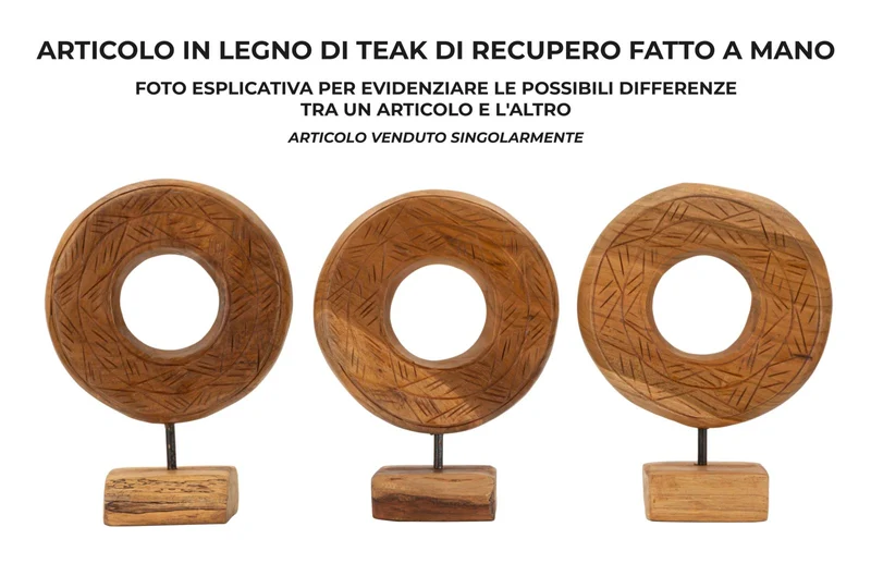 Scultura Dorat Cerchio 20x10x28 cm in Teak Riciclato
