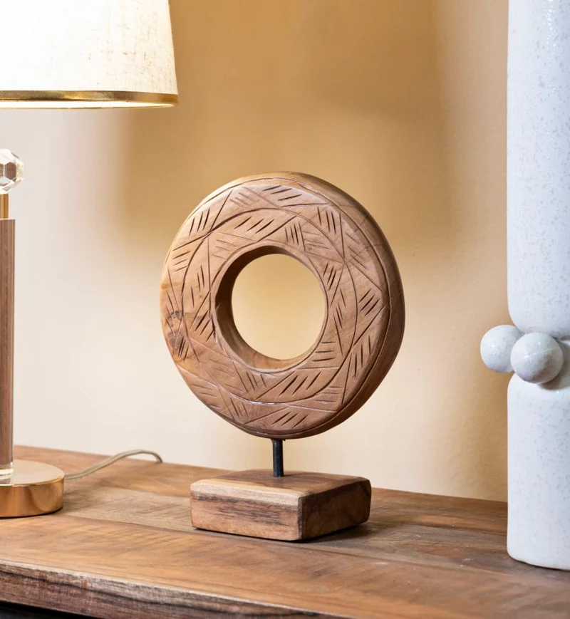 Scultura Dorat Cerchio 20x10x28 cm in Teak Riciclato