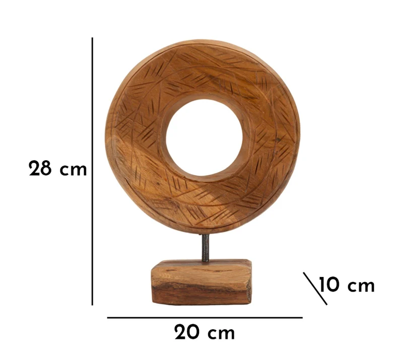Scultura Dorat Cerchio 20x10x28 cm in Teak Riciclato