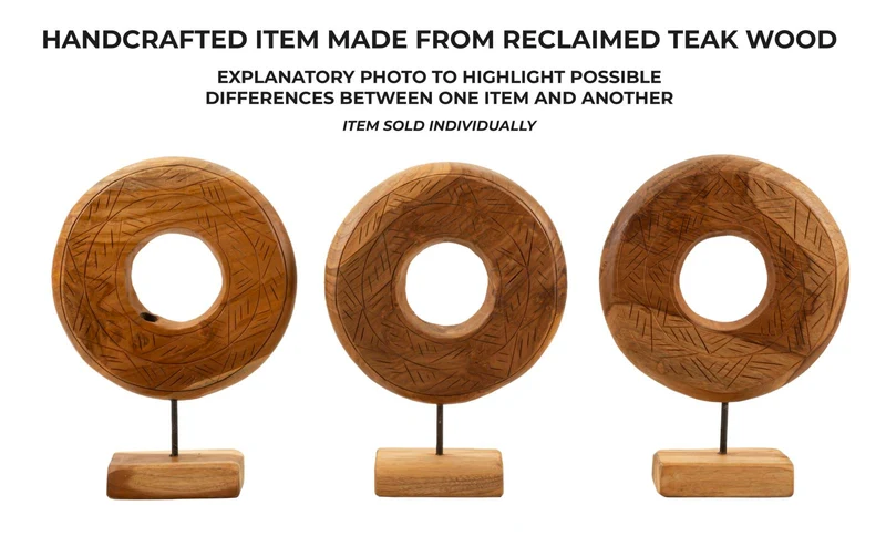 Scultura Dorat Cerchio 28x10x38 cm in Teak Riciclato