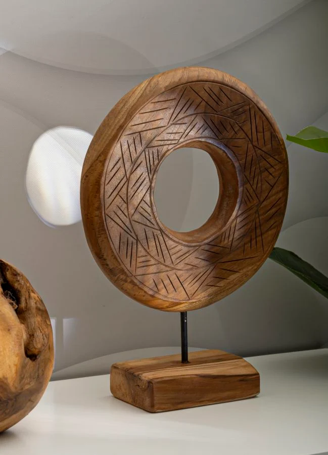 Scultura Dorat Cerchio 28x10x38 cm in Teak Riciclato