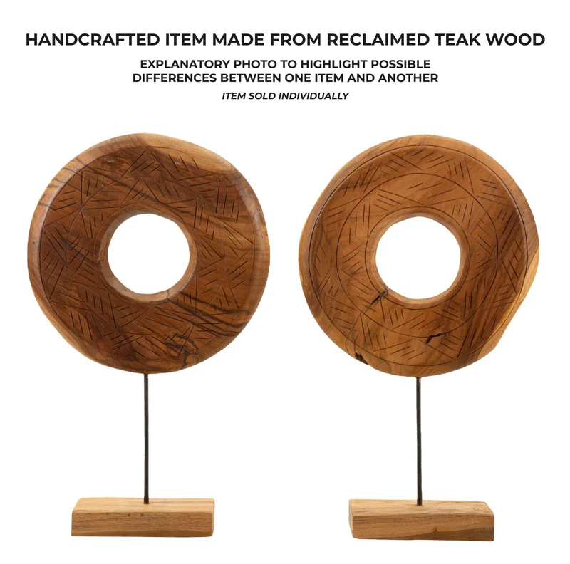 Scultura Dorat Cerchio 35x10x58 cm in Teak Riciclato