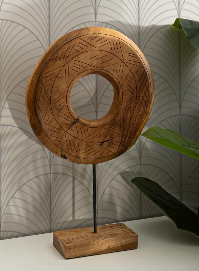 Scultura Dorat Cerchio 35x10x58 cm in Teak Riciclato