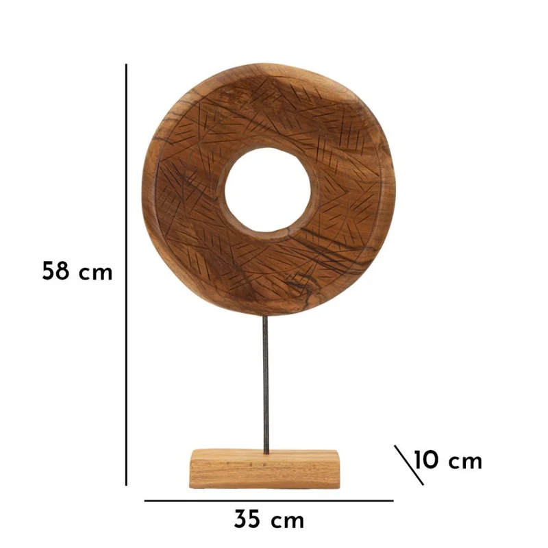 Scultura Dorat Cerchio 35x10x58 cm in Teak Riciclato