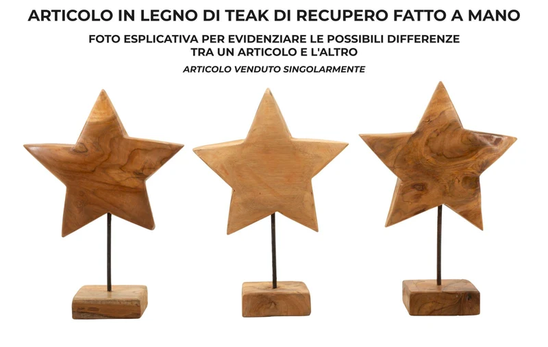Scultura Stella 28x12x42 cm in Teak Riciclato