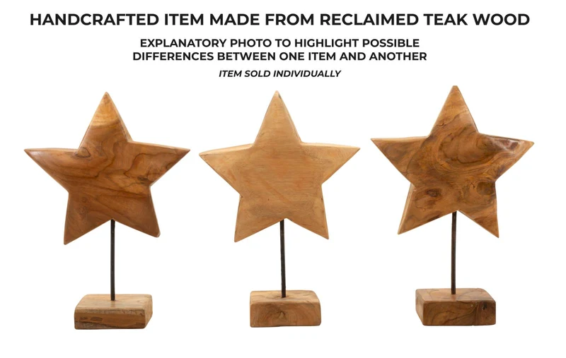 Scultura Stella 28x12x42 cm in Teak Riciclato
