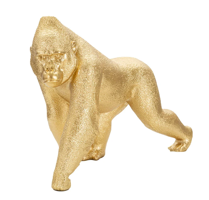 Statua Decorativa Gorilla 29,7x11,5x21,8 cm in Resina Oro