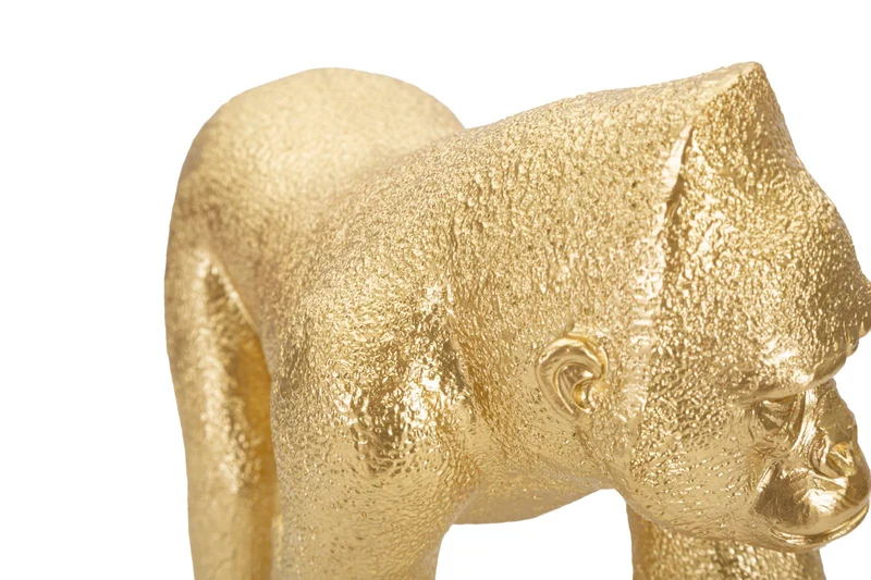 Statua Decorativa Gorilla 29,7x11,5x21,8 cm in Resina Oro