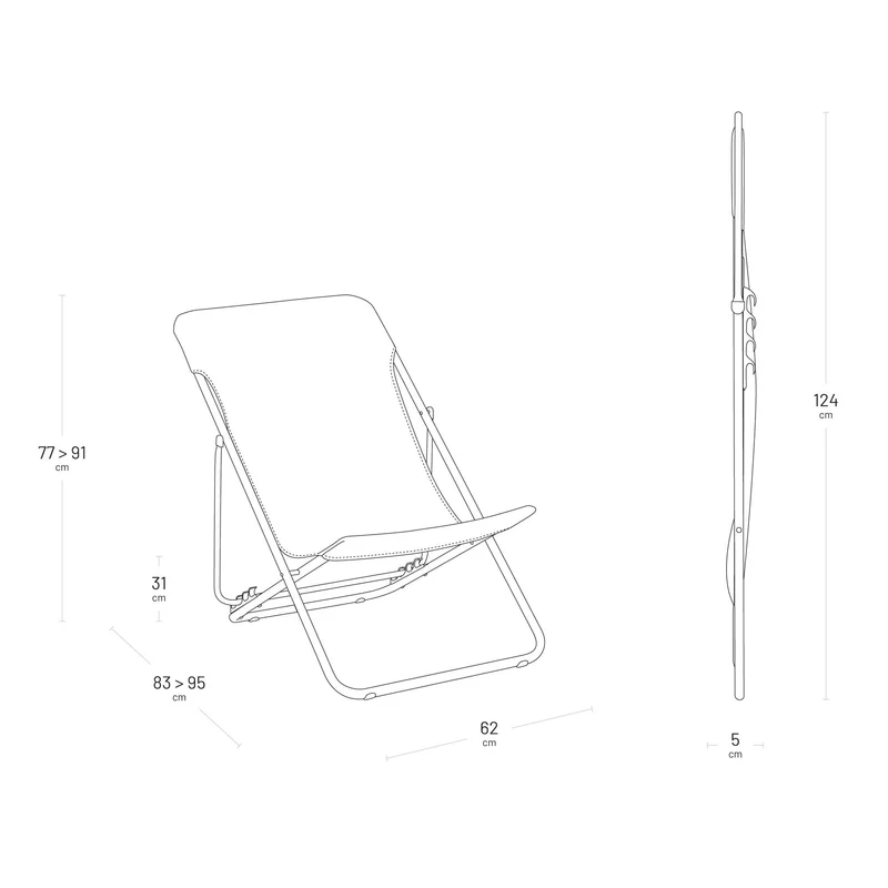 Lafuma Sedia a sdraio pieghevole multi-posizione Maxi Transat Arancione Clementine 58cm