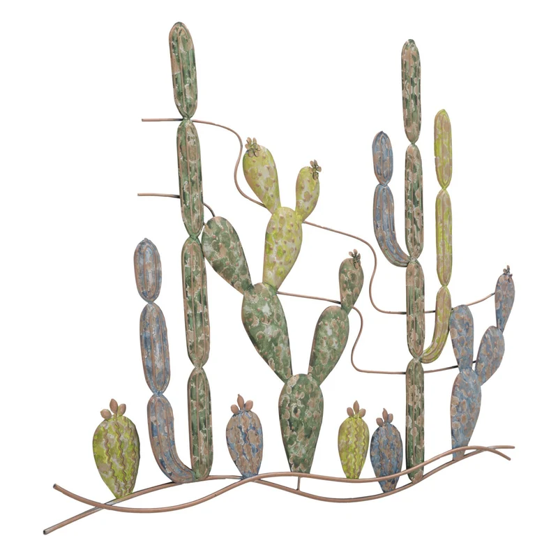 Pannello Decorativo in Ferro a Forma di Cactus - cm 90x2,5x64
