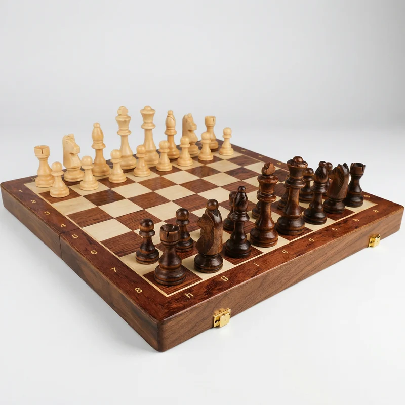Opvouwbare houten schaakset – Massief hout, luxe stukken & compacte opberging