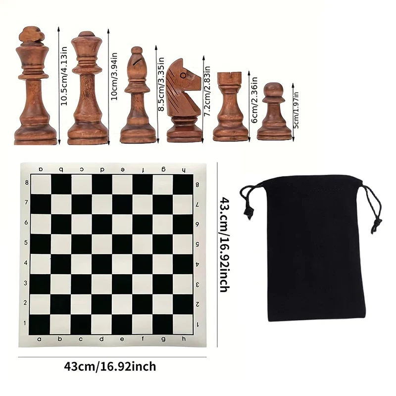 Chessora Complete Houten Schaakset – 32-Delige Set van Hoogwaardig Hout, Klassiek Ontwerp voor Beginners & Gevorderden