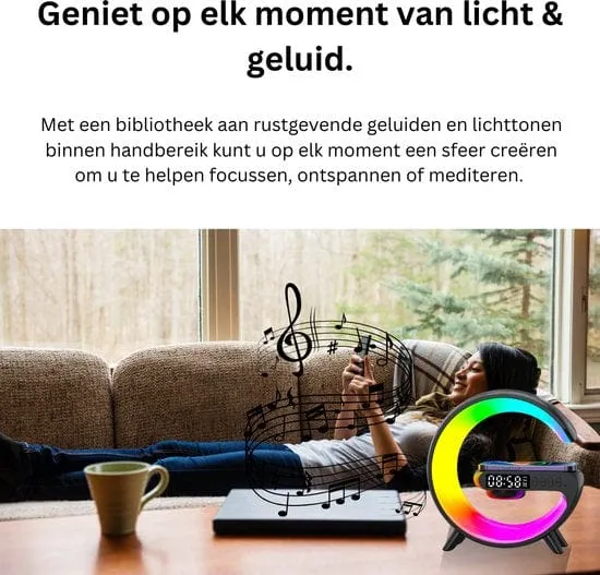 Wake Up Light Wekkerlamp – Zonsopgangsimulatie & Draadloos Opladen