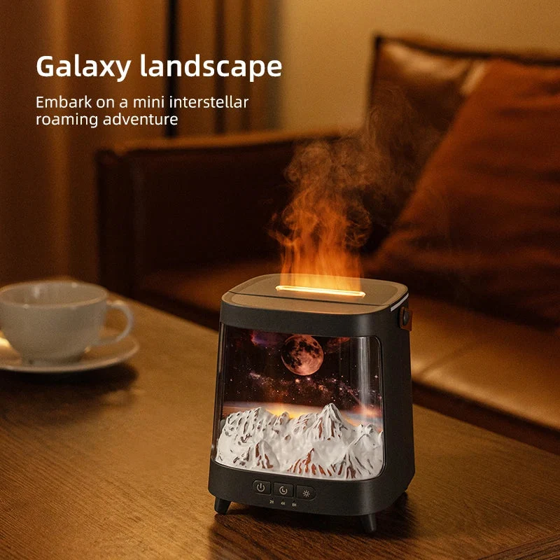 AeroGlow Galaxy Flame Diffuser – Aroma Vernevelaar met Warm Licht & Afstandsbediening