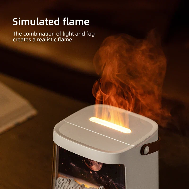 AeroGlow Galaxy Flame Diffuser – Aroma Vernevelaar met Warm Licht & Afstandsbediening