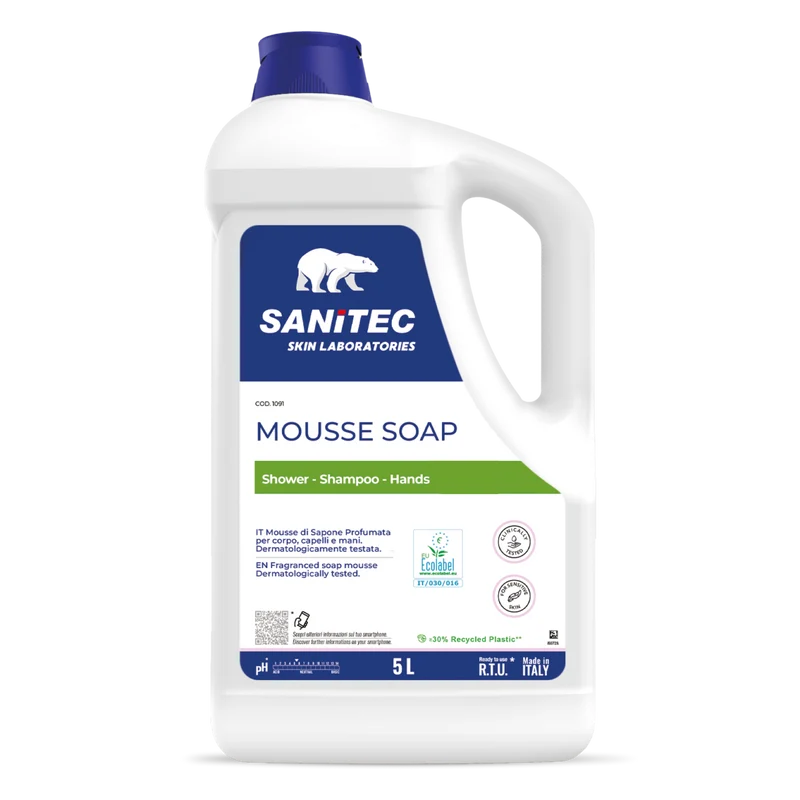 Sapone in mousse Ecolabel Sanitec Mousse Soap Green Power 5 litri DISPONIBILE IN 7 GIORNI LAVORATIVI